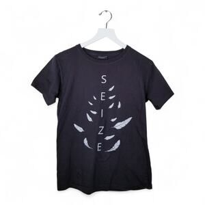 SEIZE Tokyo Classic Gray Leaf Motif S/S T-shirt - Size Small